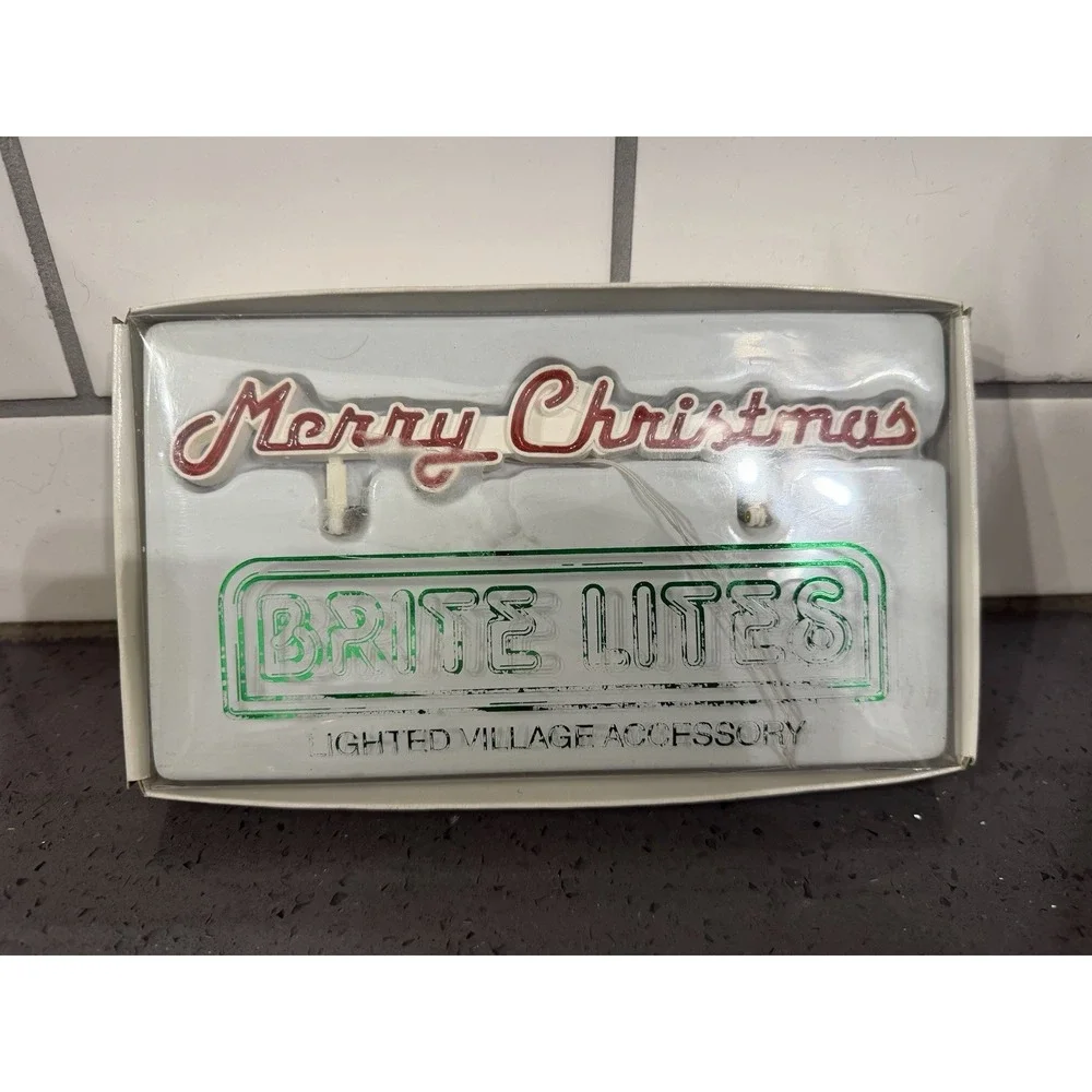 Department 56 Brite Lites Lighted Village Accessory Merry Christmas Sign Vintage
